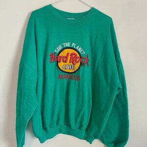 90s VINTAGE HARD ROCK CAFE ACAPULCO SWEATSHIRT GREEN UNISEX XL